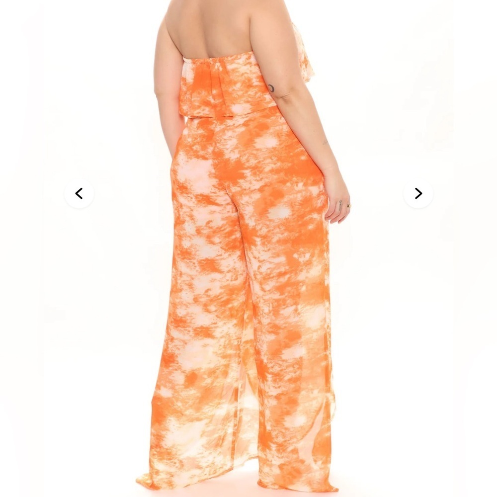 New Fashion Nova Strapless Orange Jumpsuit - Picture 3 of 5